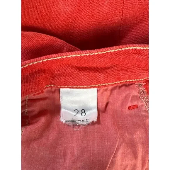 Mother Superior The Hustler Ankle Fray Jeans The Devil May Care Mars Red Sz 28 - Picture 9 of 15